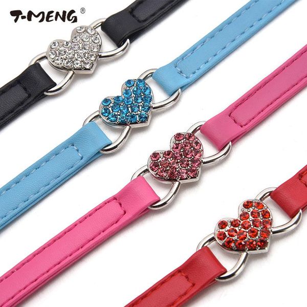 

t-meng puppy dog cat collars bell heart shape pet collar cat necklacce adjustable dog collar kitty pet products supplies