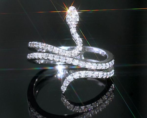 

explosions flash diamond micro inlaid zircon female snake ring personality creative ring jewelry gifts, Slivery;golden