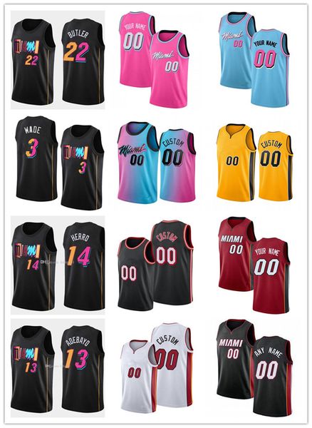

75th custom mens womens youth miamiheatjersey kyle 7 lowry jimmy 22 butler 4 victor oladipo 13 bam adebayo basketball jerseys, Black;red
