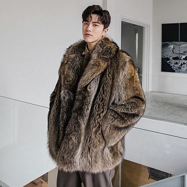 

men's vests autumn and winter fur coat mid-length men jacket, Black;white