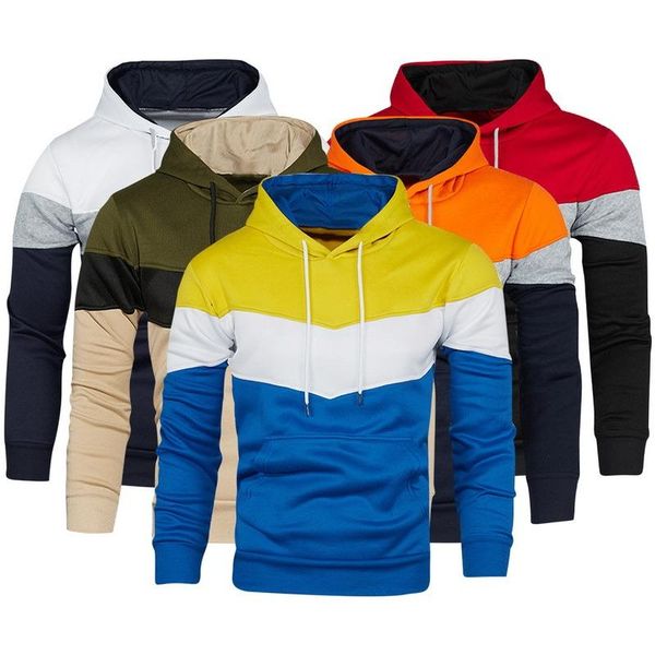 

men's hoodies & sweatshirts patchwork hooded sweatshirt clothing casual loose fleece warm streetwear male fashion autumn winter outwear, Black