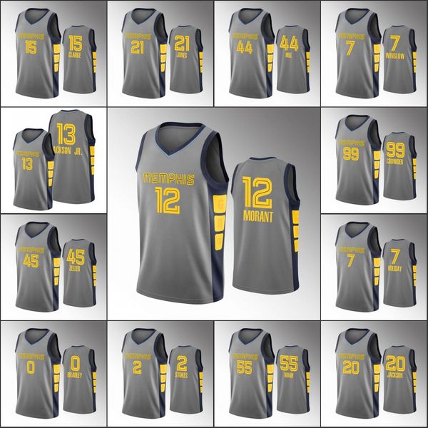 

memphisgrizzliesmen ja morant jonas valanciunas jaren jackson jr. dillon brooks gray 2021 custom jersey, Black;red