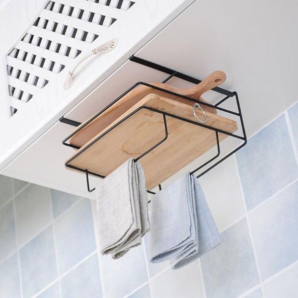 

hooks & rails kitchen cabinet wall hanging chopping board holder shelf storage rack organizer ironing