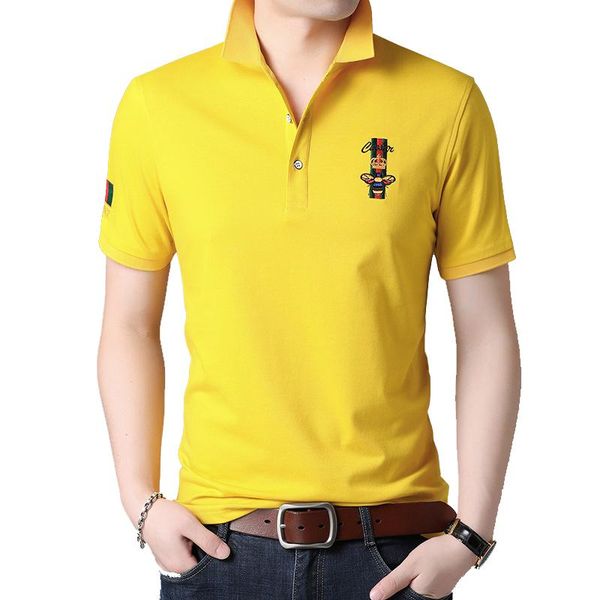 

men's polos mens brand cotton shirt solid yellow white fashion casual short sleeve for summer clothing a06291440, White;black