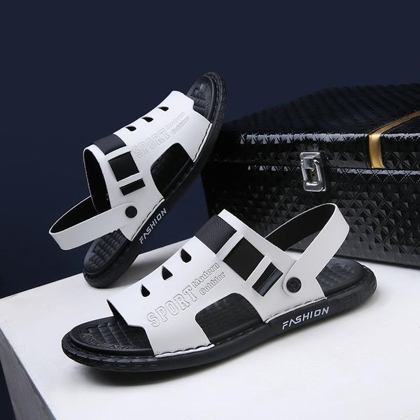 

slippers shoes summer men sandale homme ete sandals male beach sneakers zapatillas hombre verano men's flip flops, Black