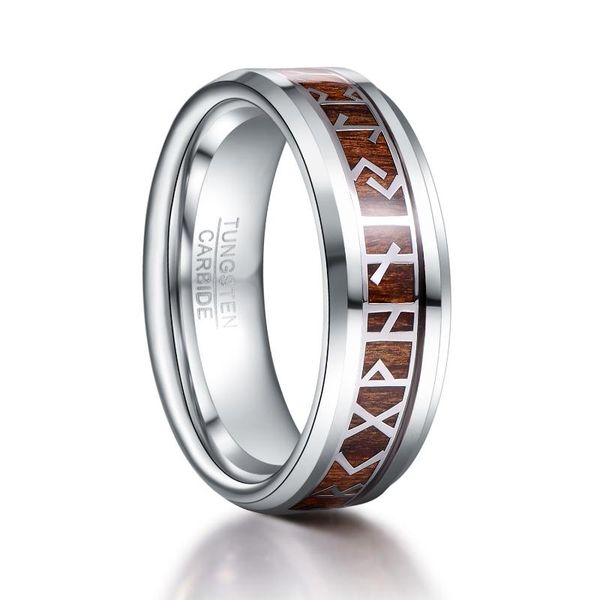 

wedding rings retro phoenician text pattern wood inlay groove tungsten carbide carbon engagement mariage mens jewellery, Slivery;golden