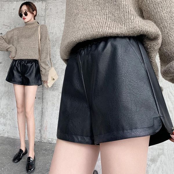 

maternity bottoms 904# autumn winter black pu shorts elastic wasist belly bootcuts clothes for pregnant women chic ins pregnancy, White