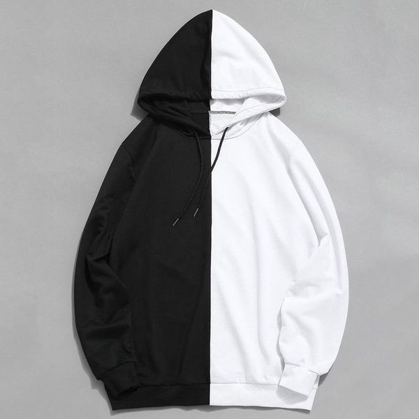 

men's hoodies & sweatshirts summer solid color thin hooded stitching sweater jogger harajuku hoodie streetwear women men clothing, Black