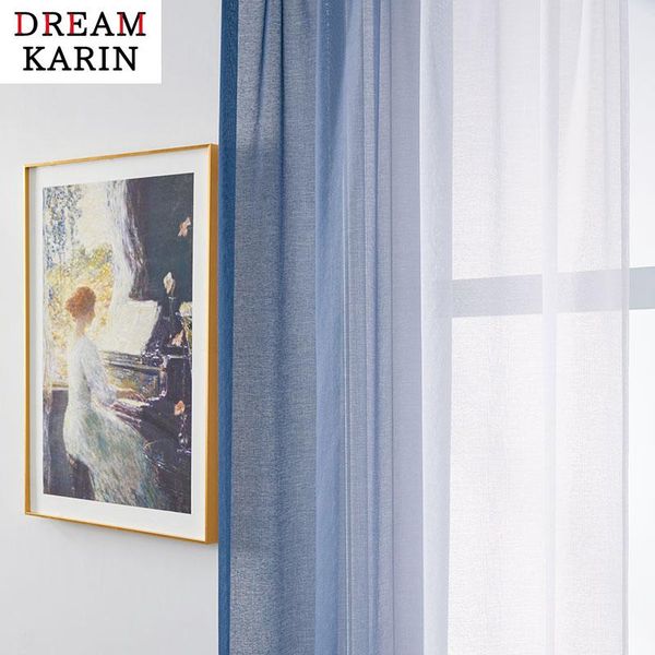 

curtain & drapes dk gradient deep blue tulle curtains for living room bedroom height 400cm organza voile window treatment panels