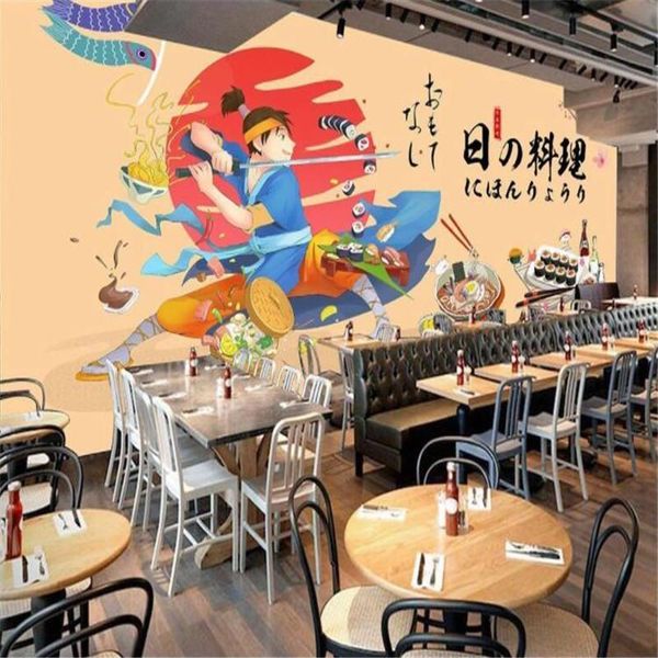 

wallpapers japanese cuisine sushi salmon samurai background wallpaper mural 3d modern restaurant industrial decor wall paper