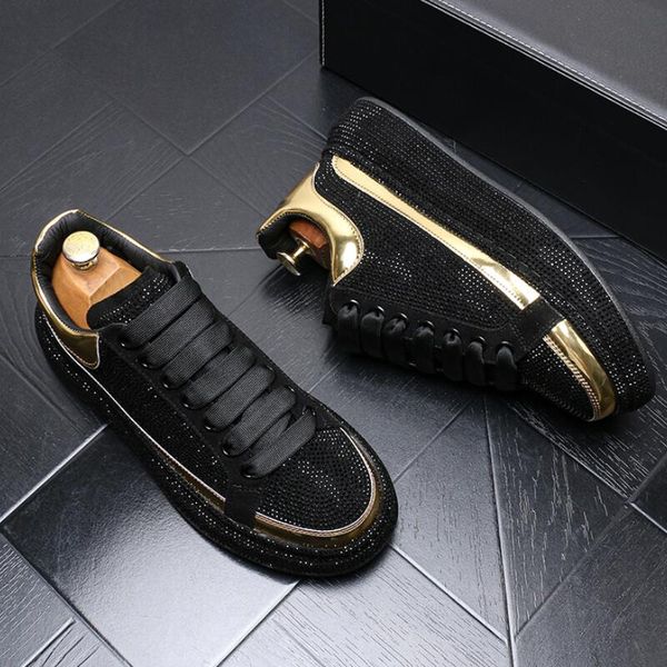 Platform Botlar Avrupa ve Amerikan erkek Rahat Ayakkabılar Moda Rhinestone Sonbahar Yeni Stil Loafer'lar Nefes Zapatillas Hombre B36