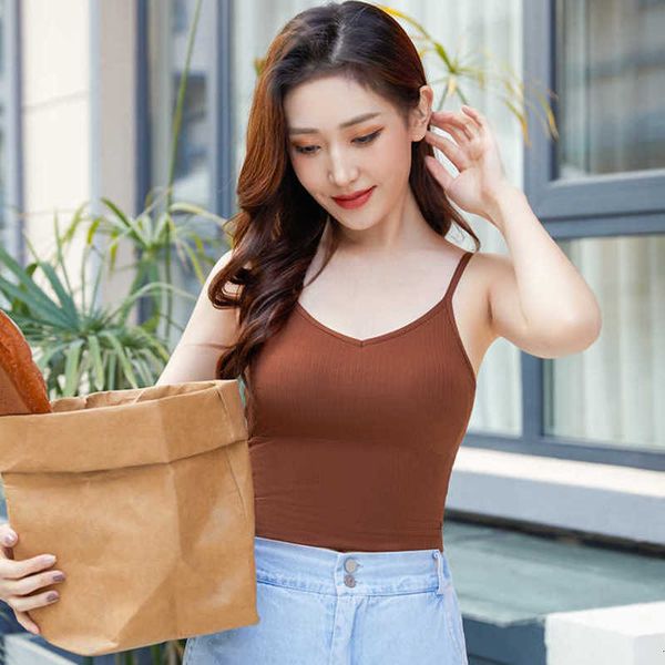 

tracksuits 2021 suspender vest with v-neck and chest cushion for women, Gray