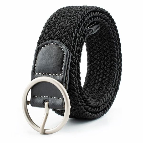 

belts no hole stretch pin buckle belt man fashion round square alloy jeans sport outdoor waistband 2021, Black;brown