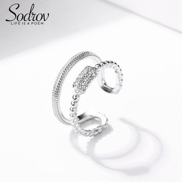 

cluster rings sodrov 925 sterling silver jewelry ring for women open, Golden;silver