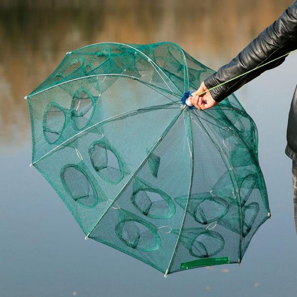

fishing accessories folded portable 20 holes net network casting crayfish catcher shrimp minnow crab baits trap cages mesh fish nets tool
