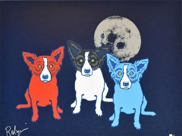 

george rodrigue blue dog me myself and i silkscreen home decor handpainted &hd print oil painting on canvas wall art pictures ,f2102022