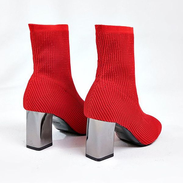 

fashion female shoes stovepipe woman high heels boots sewing elastic fabric socks boots socofy platform wedge shoes, Black