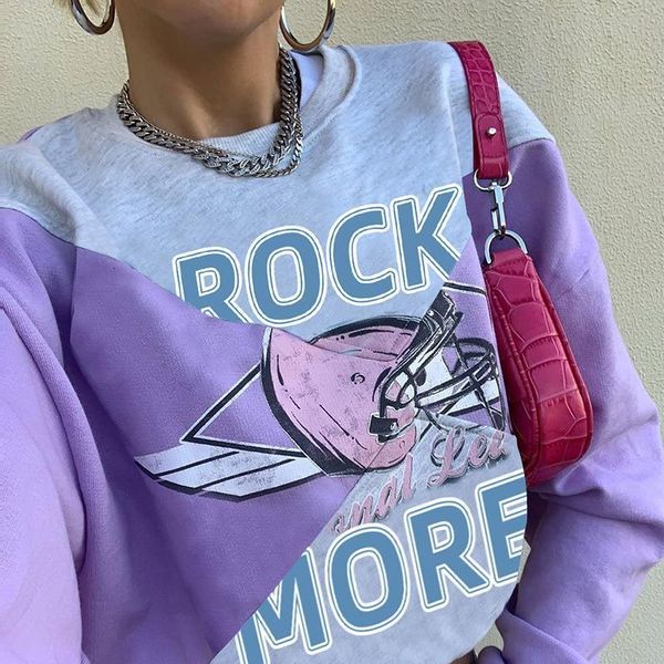 

seasons fashion autumn oversized graphic printing patchwork vintage crewneck bawting sleeve crop sweatshirts new asho81753, Black