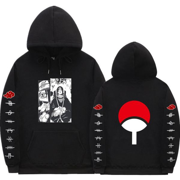 

2021 new naruto hoodies streetwear uchiha itachi printed sweatshirt men fashion autumn winter hip hop hoodie pullover sm42, Black
