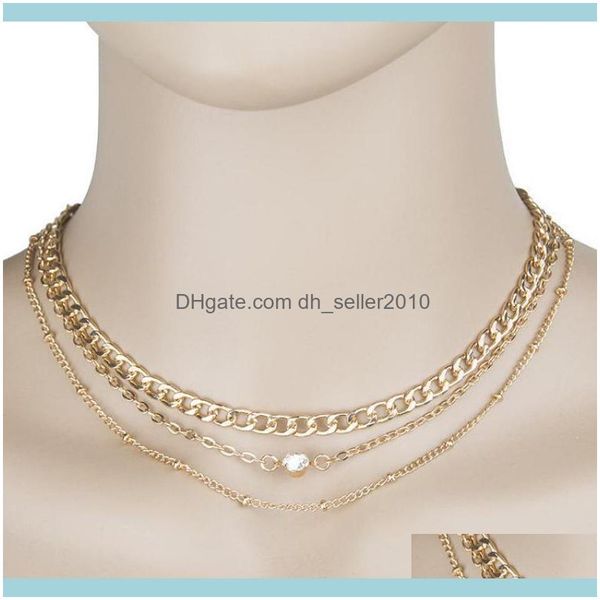 

& jewelrydelicate crystal rhinestone charm gold chain choker necklace multi layer statement necklaces pendants women everyday jewelry choker, Golden;silver