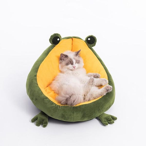

pet cats house indoor frog cat bed warm small dogs beds portable kitten mat soft cute sleeping loungers window bag products