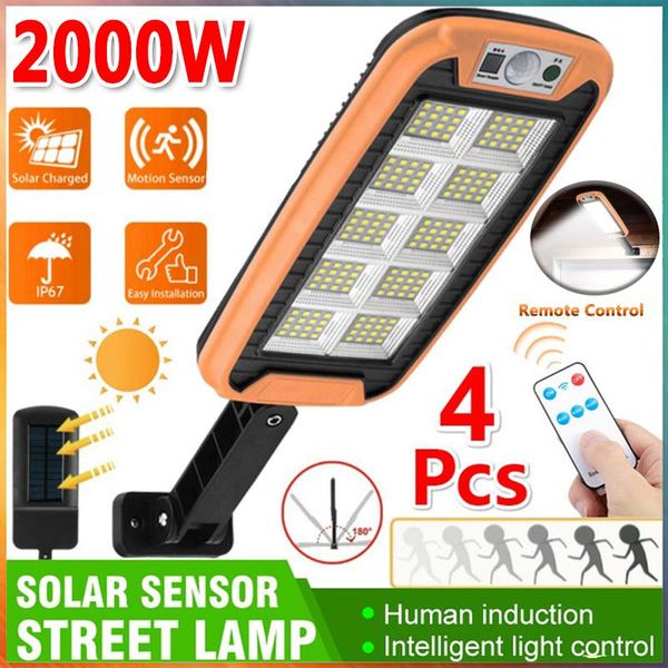 

solar lamps 12/8/6/4 cob street lights outdoor, 2000w 160led wall lamp 100led waterproof motion sensor pir garden with remote con