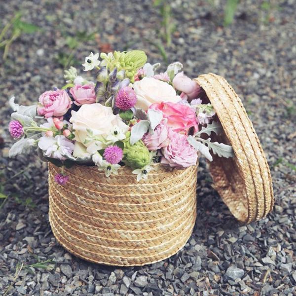 

storage baskets 3pcs/set natural handmade straw woven boxes with lid snack organizer box laundry rattan kitchen
