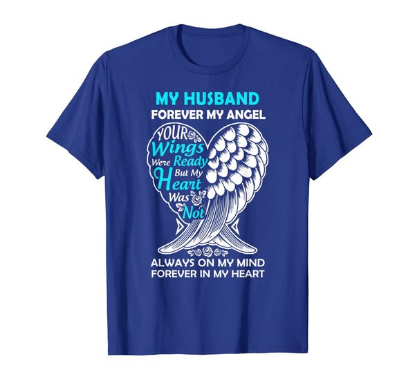 

husband in heaven forever my angel - in memory t shirt, White;black