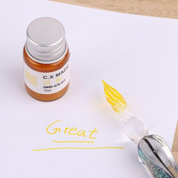 

fountain pens w3jd creative handmade glass starry sky transparent pen set ink gift