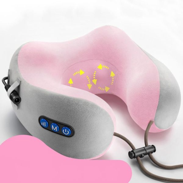

outdoor portable massage pillow shoulder electric office travel cervical relaxing u-shaped pain relief velvet cloth safety home
