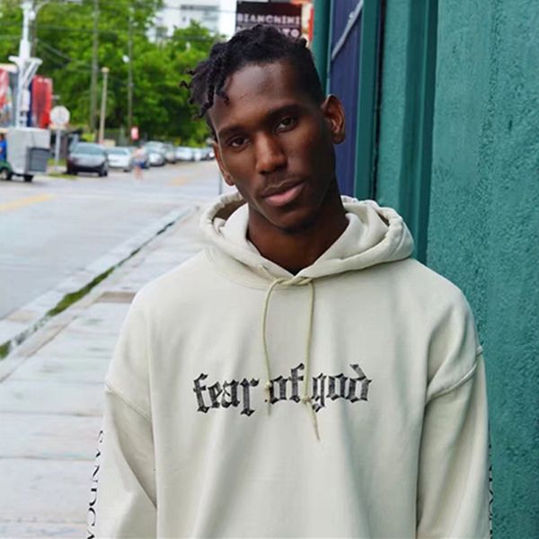 

wear fashion brand men's hip hop fog bieber of god printed sk hoodie, Black