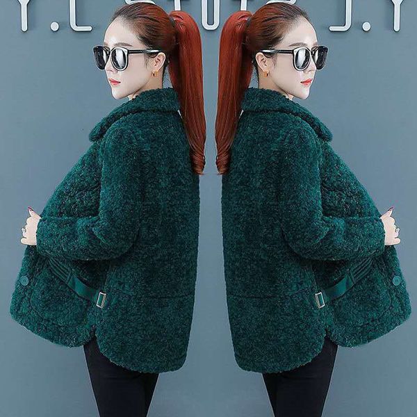 

women's wool & blends women lamb spring autumn thick one piece of fur coat femme sheep shearing en jacket outercoat y680 l5bb, Black