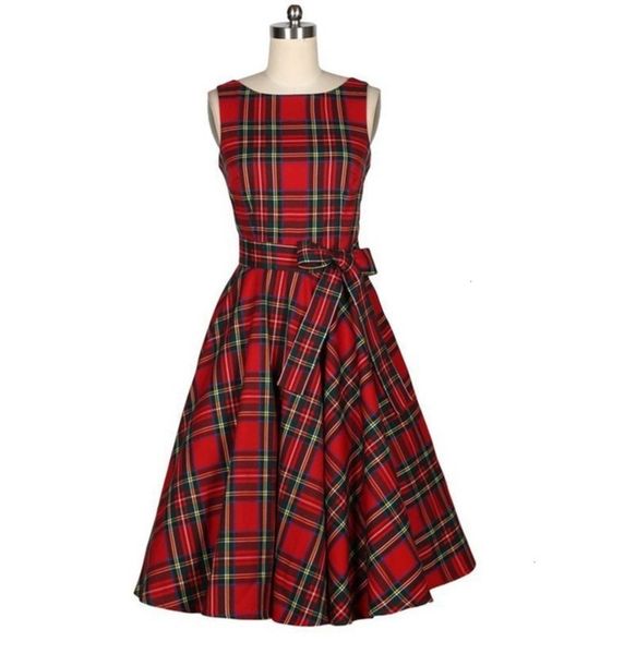 

women's wind one plaid new summer line red collar dress, Black;gray