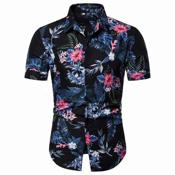 

new summer men's casual short sleeve floral shirt series p25 in 2019, White;black