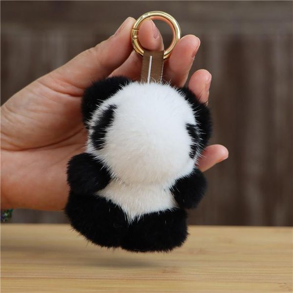 

keychains genuine keychain cute animal pompom purse accessory fluffy panada stylish furry bag charm, Silver