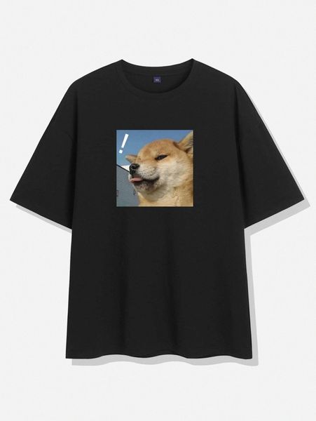 

men letter & animal graphic tee d4py#, White;black