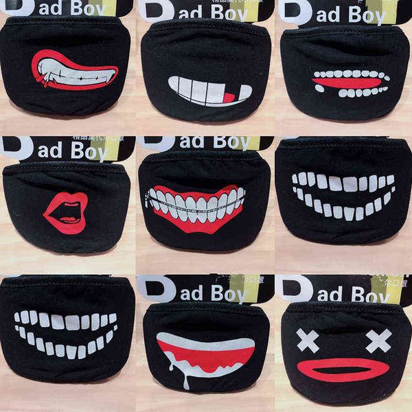 

black mask pure cotton masks washable thickened bear nose personality facial exprion funny foreign trade designer face f