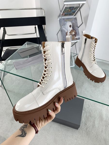 

2021 women's designer leather ankle boots high-bo ots and nylon boo ts military style combat boot's nylo n b oots plus box 009, Black