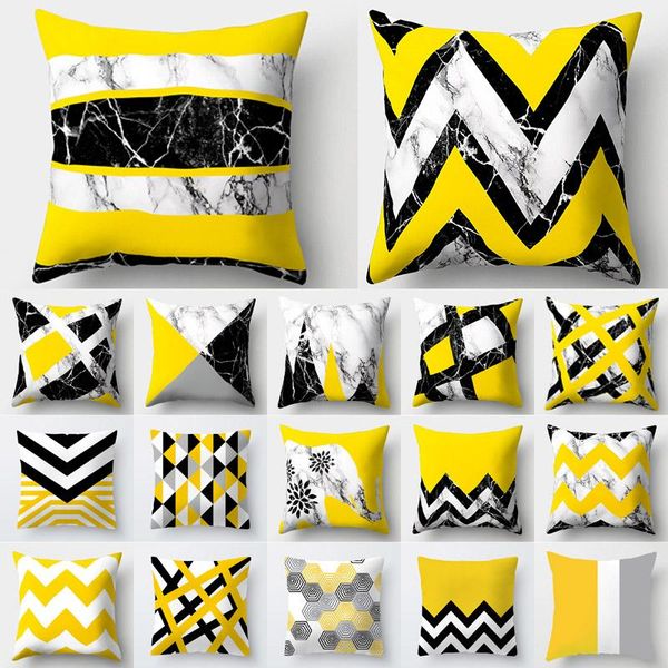 

cushion/decorative pillow cojines decorativos para sofa cushion cover yellow geometric marble polyester pillowcase home decoration decor 405