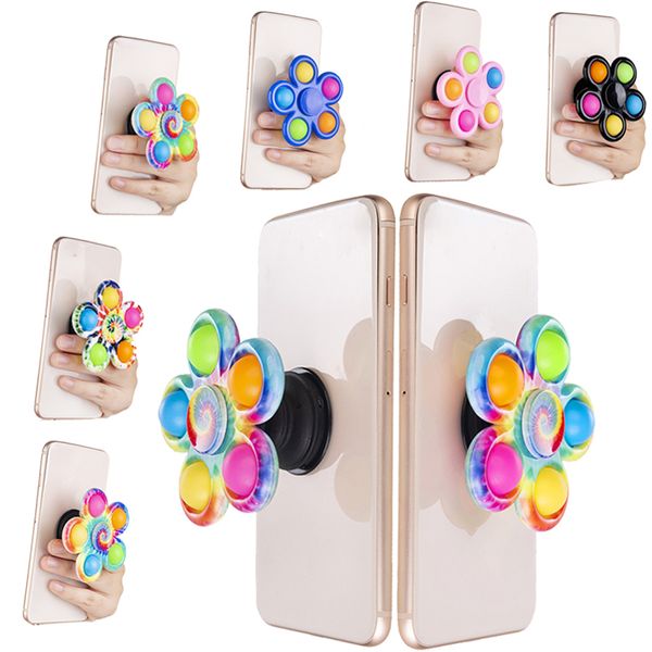 

silicone sensory bubbles spinning fidget toys cellphone holders pop simple dimples spinner air vent mobile phone stands 2 in 1 decompression