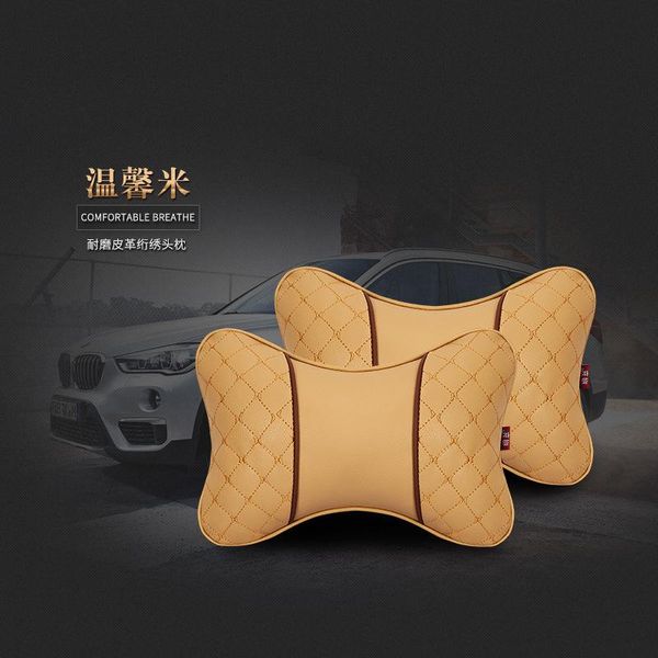 

seat cushions auto pillow embroidery grid travel neck for car headrest cushion pp cotton universal four seasons use van suv truck
