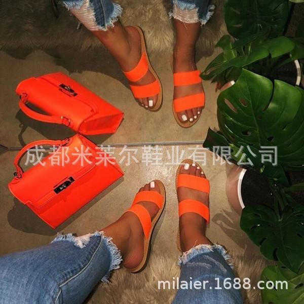 

sandals women slippers flat bottom ladies beach shoes yellow pink orange outdoor travel fashion wild, Black