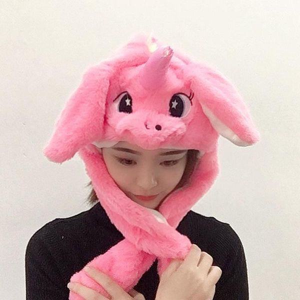 

cycling caps & masks hat can move ears plush sweet and lovely net red airbag gift for boys girls pink ski maks robbery aesthetic, Black