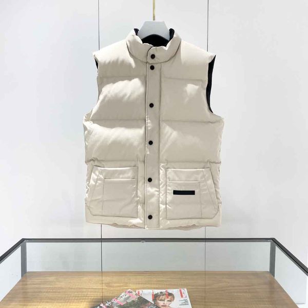 

women's winter vest tyle crew canada men and women vest warm outwear goose famous coat zipper button up stand collar, Black;white