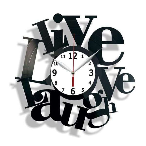 

wall clocks live, love, laugh record clock modern design classic cd