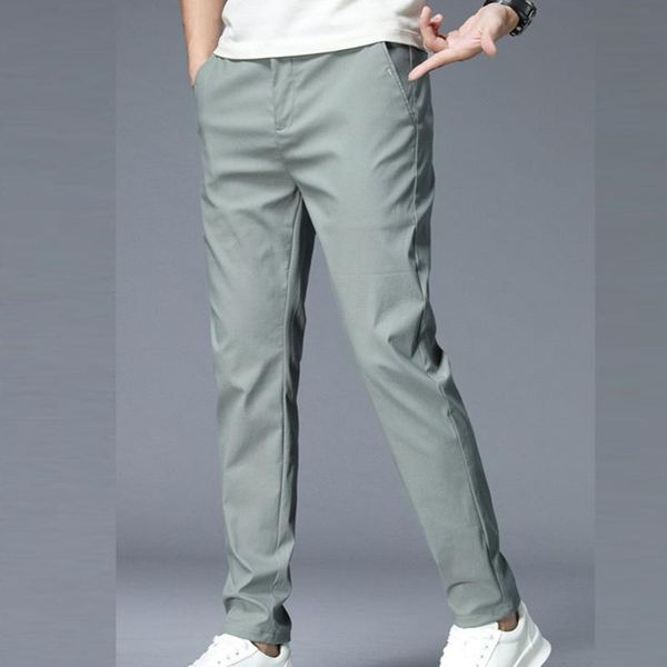 

men's pants regular fit suit business office formal trousers for men black green elastic waist dress man korea style