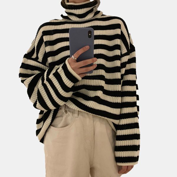 

new 2021 version of japanese fashionable autumn and winter lace collar long sleeve knitted sweater 7 uz30, White;black