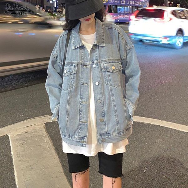 

women's jackets 2021 handsome plus size jeans denim coat jean jacket women clothes loose spring autumn solid casual 16291, Black;brown