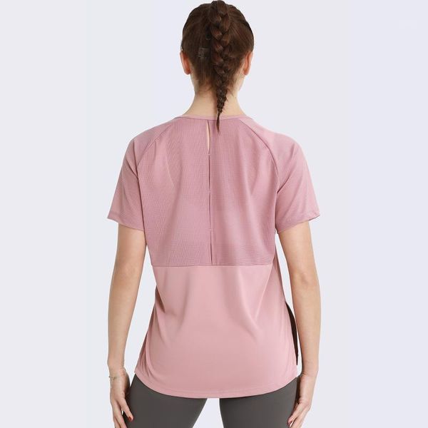 

f.dyraa breathable yoga shirts quick-dry short sleeved mesh running t-shirt exercise sportswear loose fitness sport tees outfit