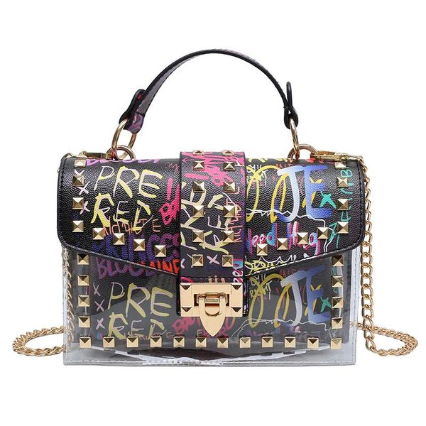 

evening bags luxury exquisite design 2021 summer snake print transparent small square bagrivets personality handbag shouldercross bag